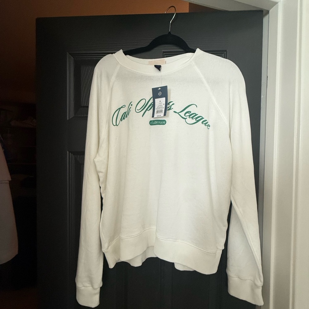 Universal Thread White Sweatshirt with Green Accents